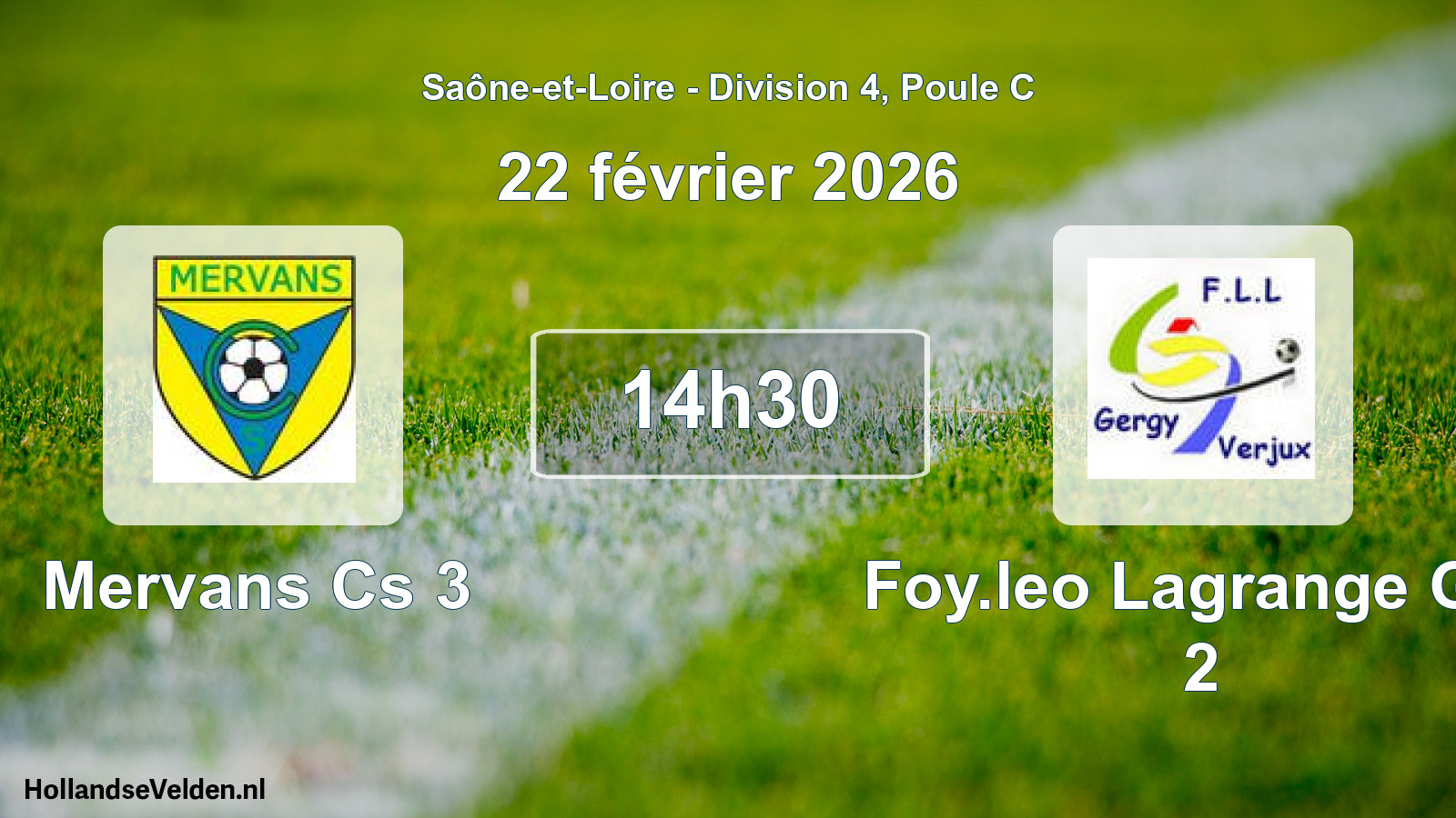 Match programmé: Mervans Cs 3 - Foy.leo Lagrange Ger 2 (22 février 2026)