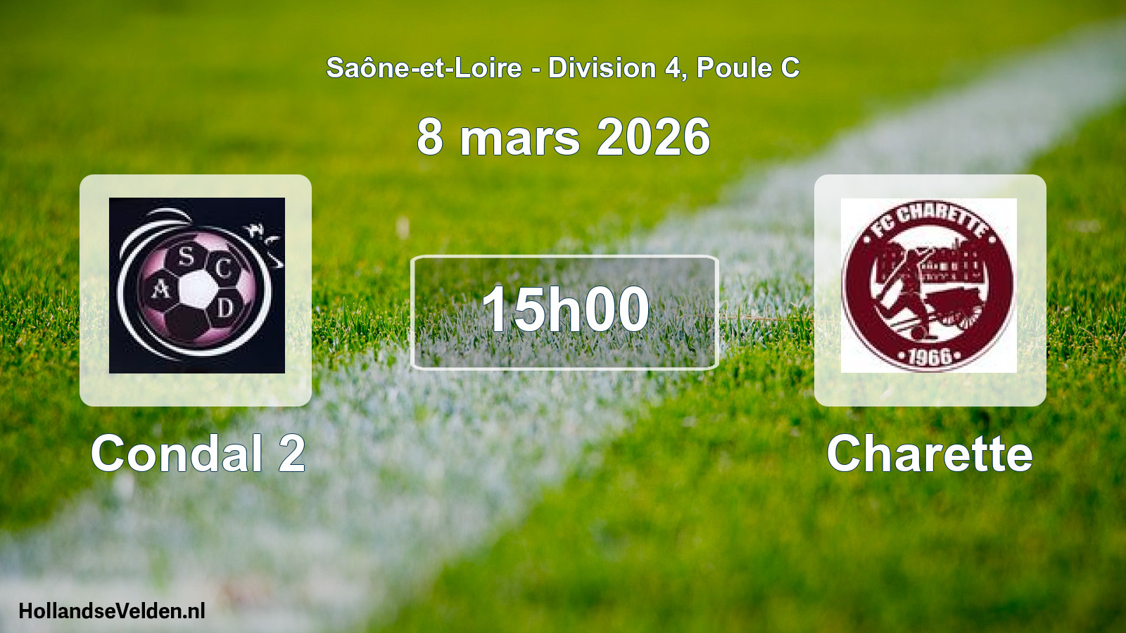 Match programmé: Condal 2 - Charette (8 mars 2026)