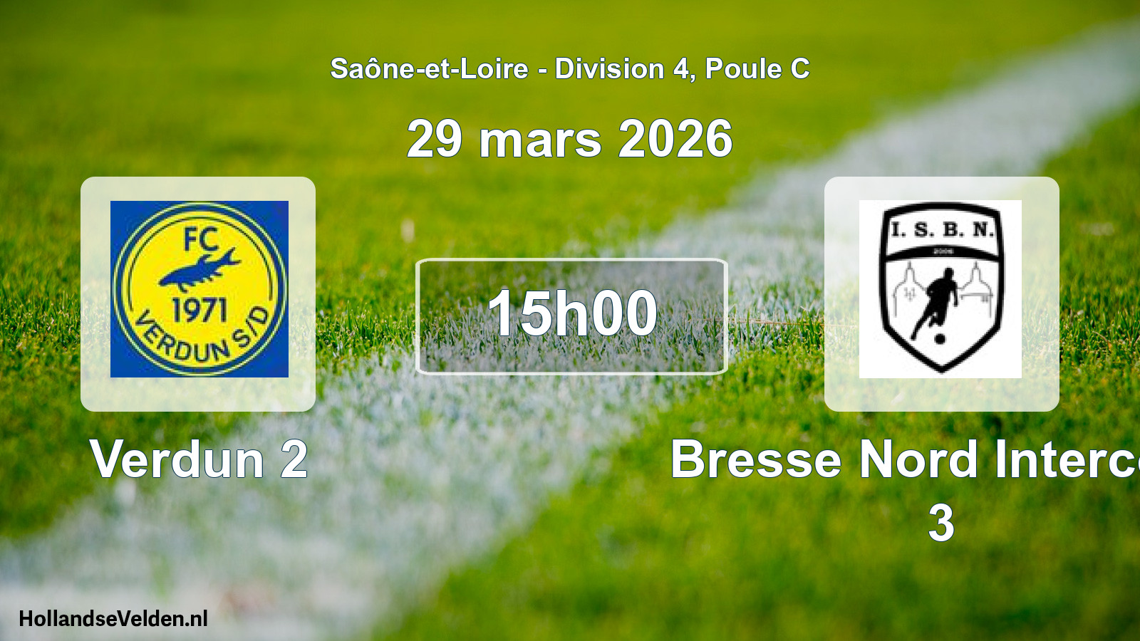 Match programmé: Verdun 2 - Bresse Nord Intercom 3 (29 mars 2026)