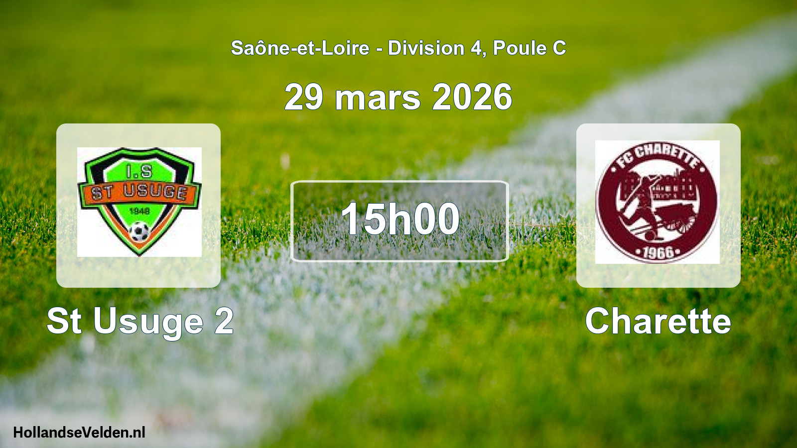 Match programmé: St Usuge 2 - Charette (29 mars 2026)