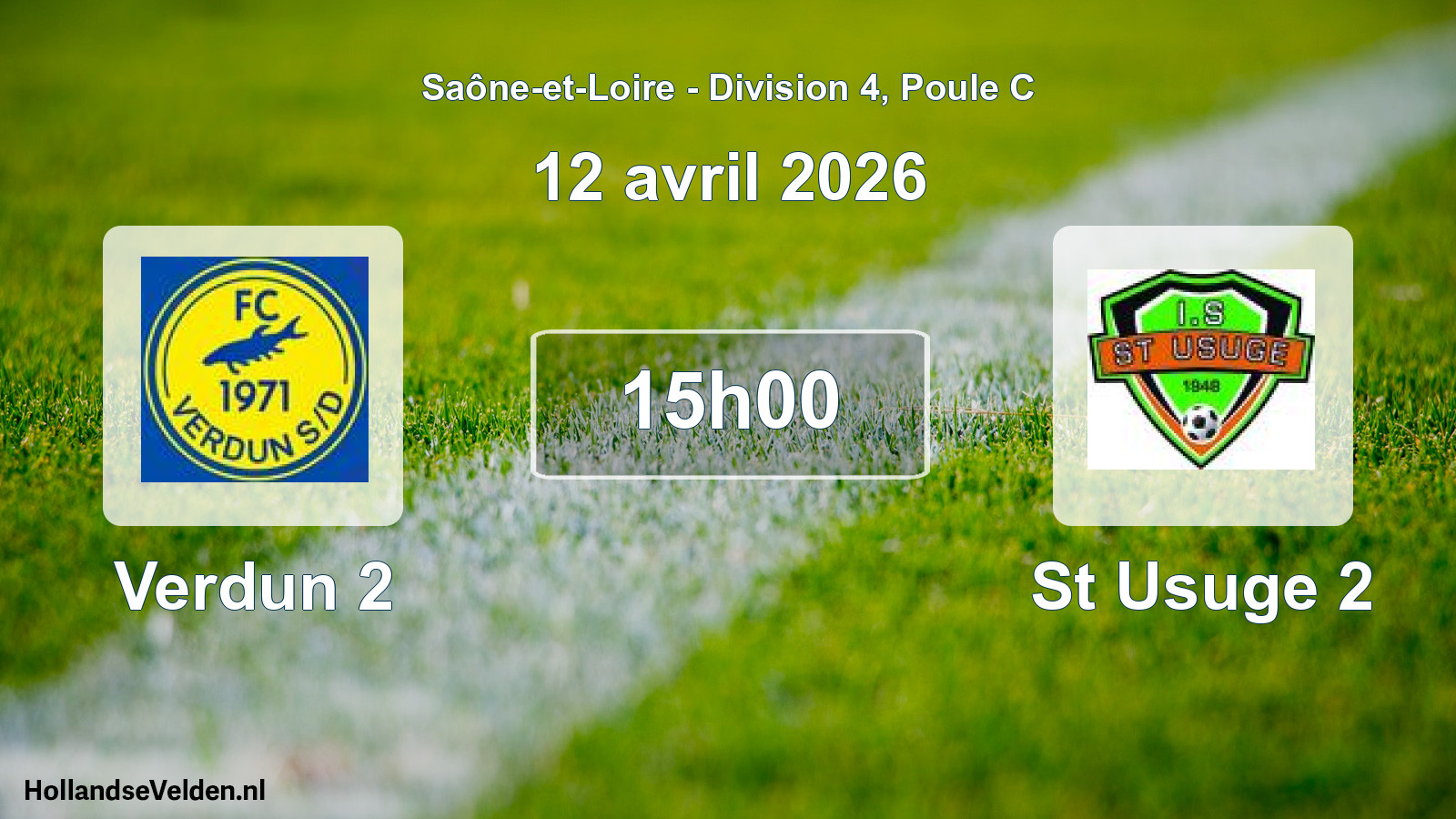 Match programmé: Verdun 2 - St Usuge 2 (12 avril 2026)