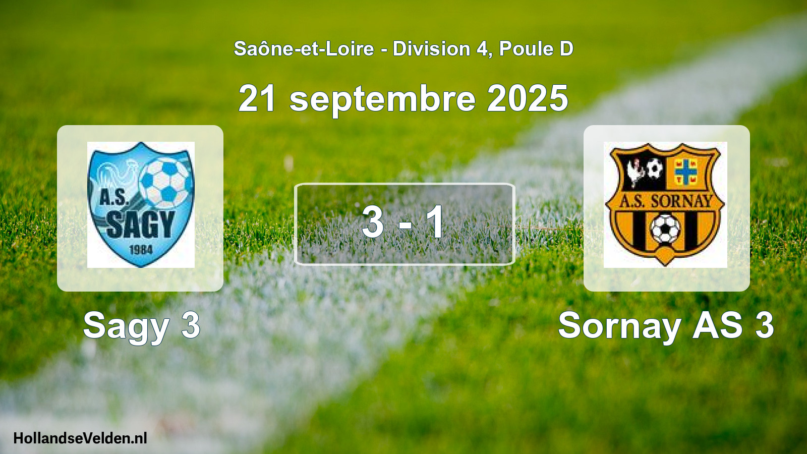 Match joué: Sagy 3 - Sornay AS 3 3 - 1 (21 septembre 2025)