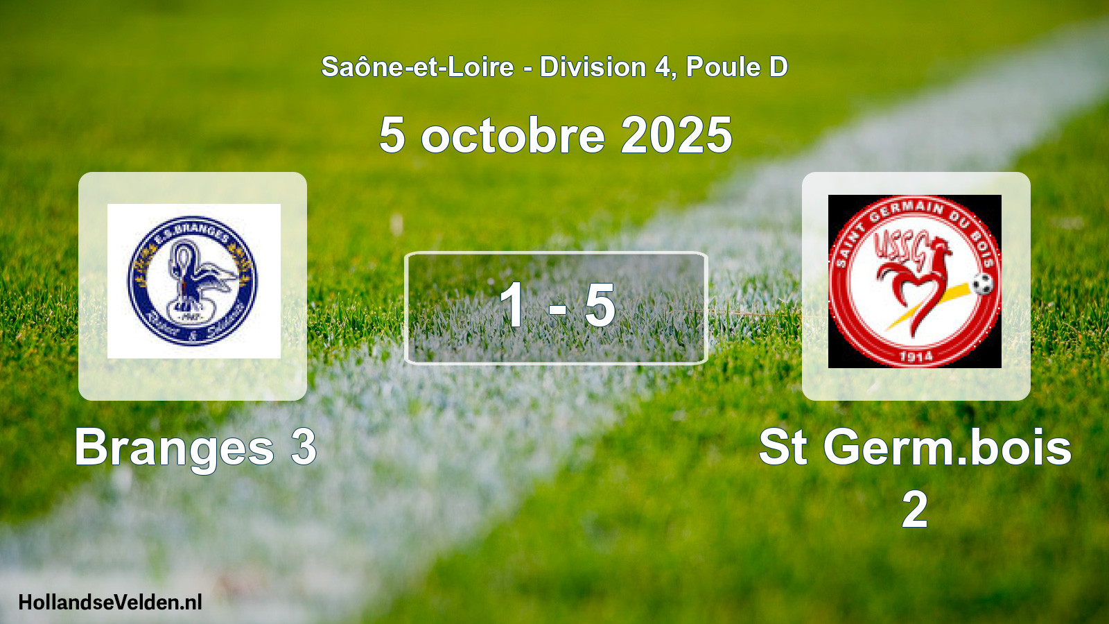 Total number of matches played: Branges 3 - St Germ.bois 2 1 - 5 (5 October 2025)