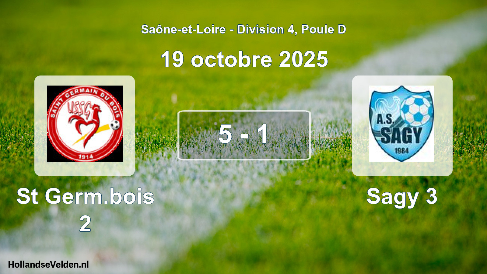 Match joué: St Germ.bois 2 - Sagy 3 5 - 1 (19 octobre 2025)