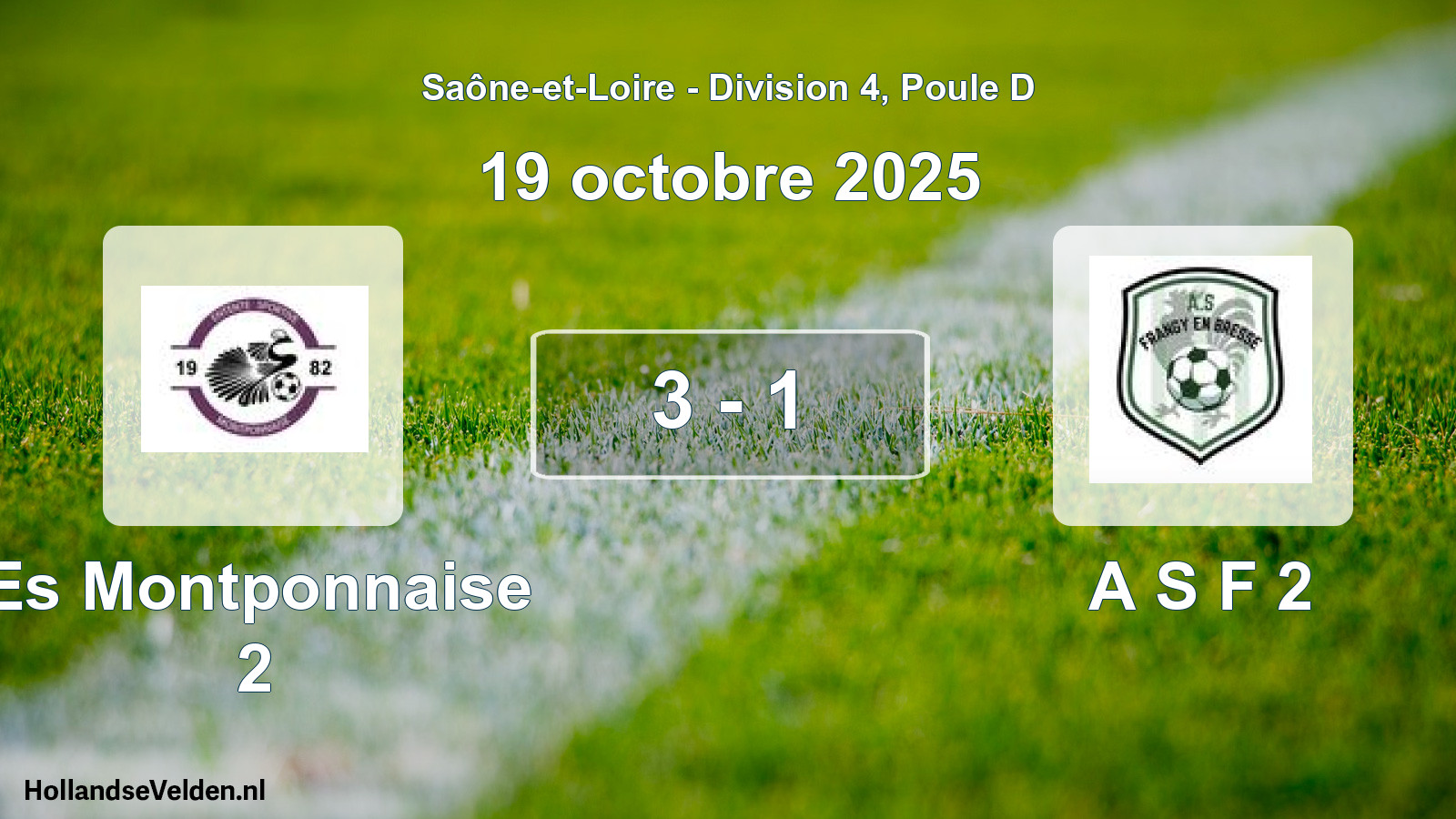 Match joué: Es Montponnaise 2 - A S F 2 3 - 1 (19 octobre 2025)