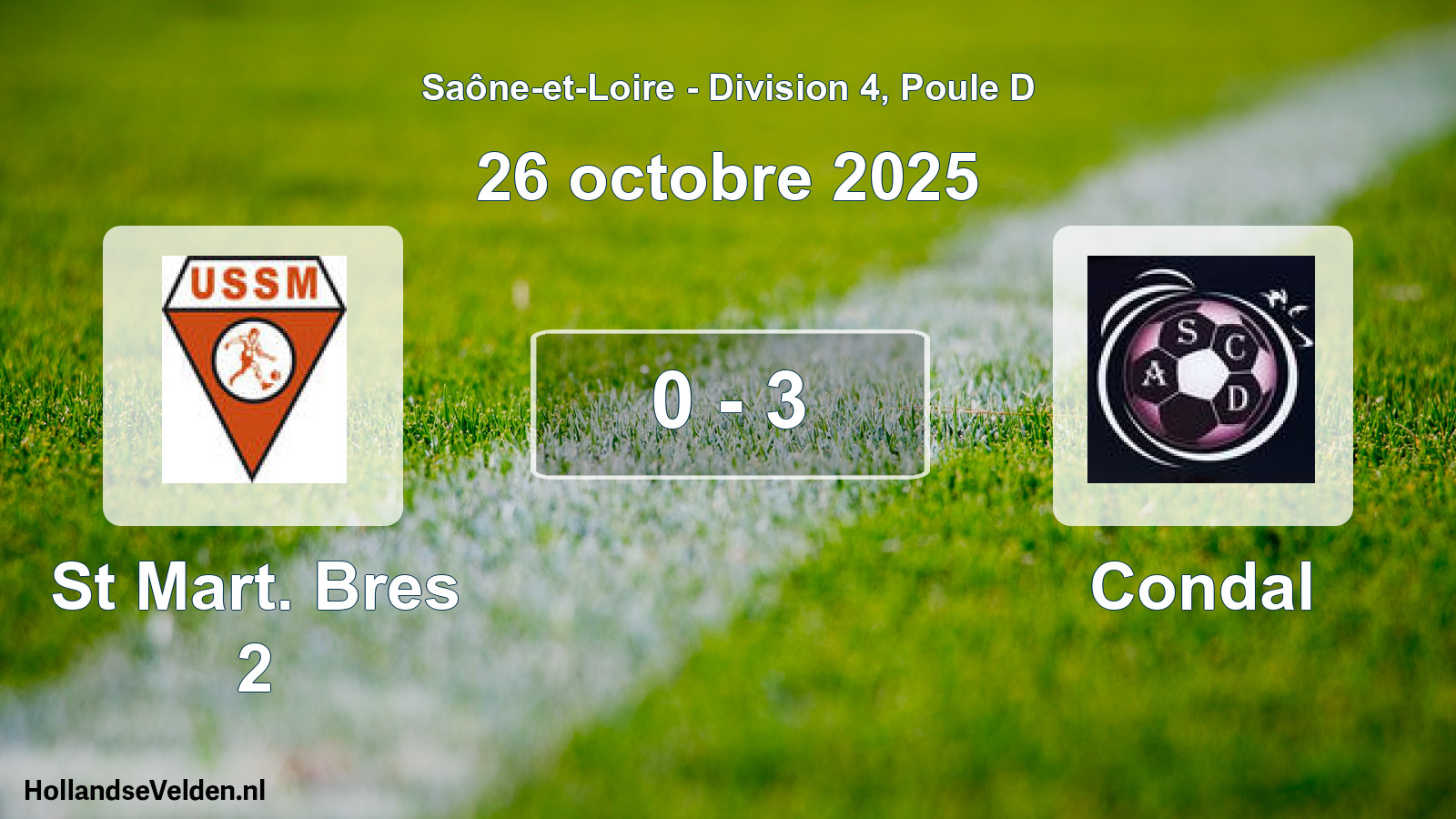 Match joué: St Mart. Bres 2 - Condal 0 - 3 (26 octobre 2025)