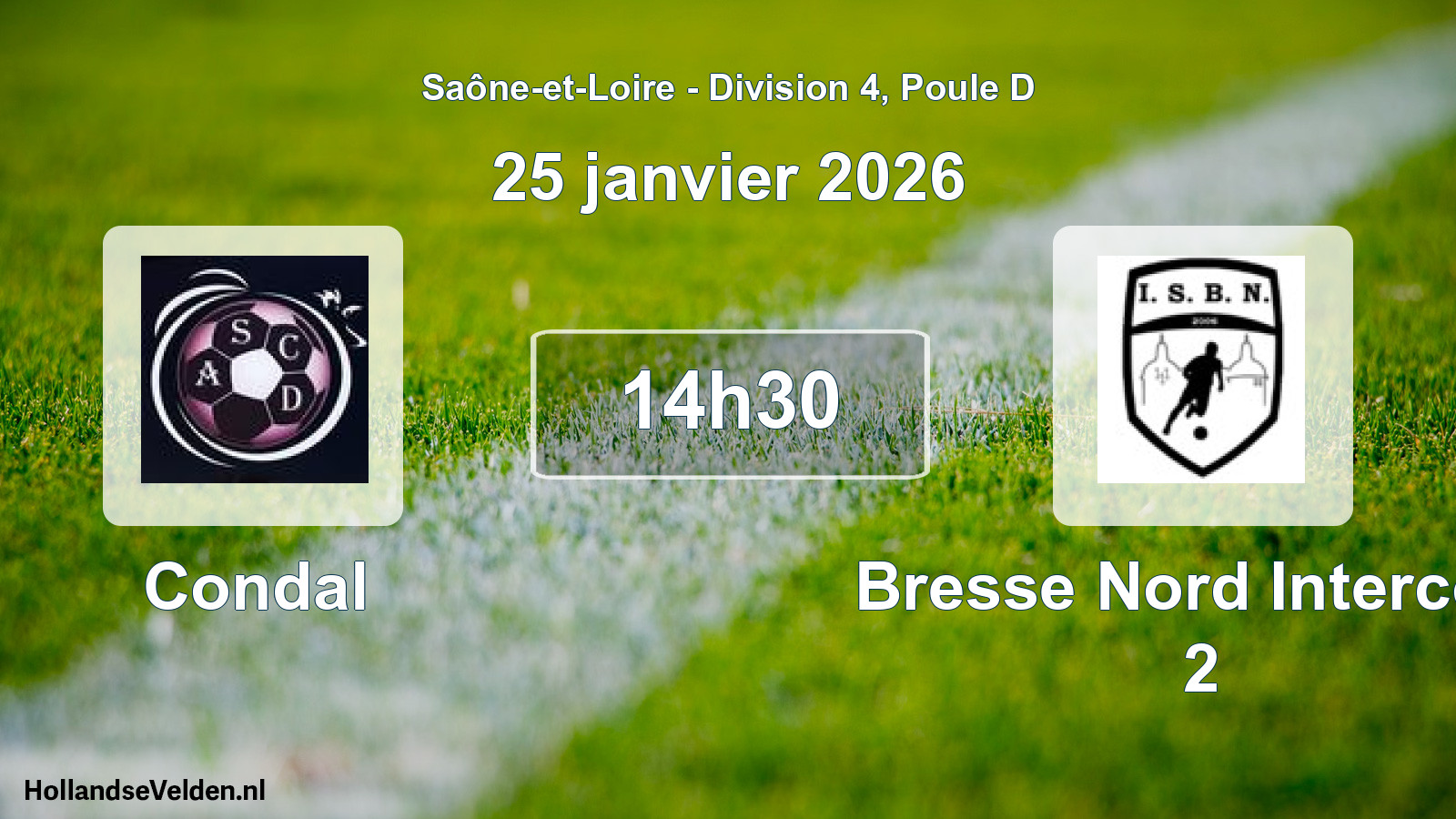 Match programmé: Condal - Bresse Nord Intercom 2 (25 janvier 2026)