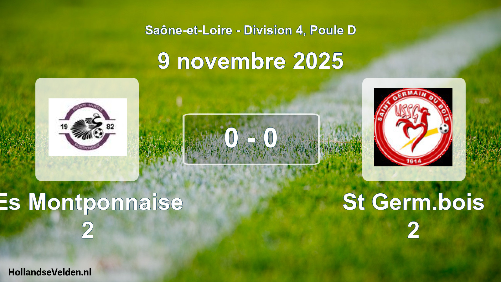 Match joué: Es Montponnaise 2 - St Germ.bois 2 0 - 0 (9 novembre 2025)