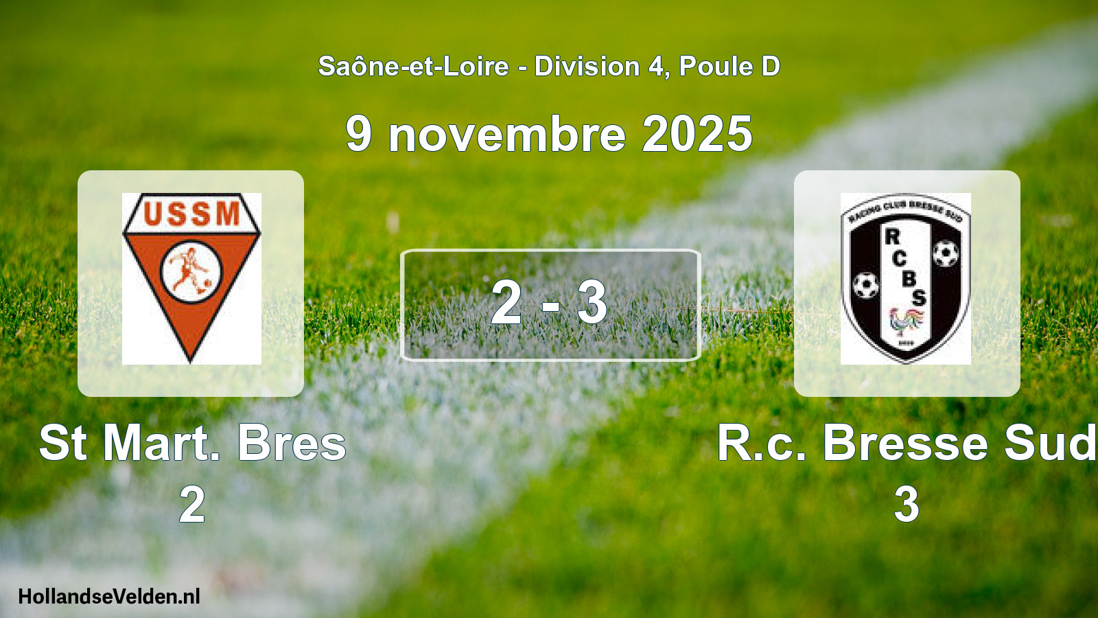 Total number of matches played: St Mart. Bres 2 - R.c. Bresse Sud 3 2 - 3 (9 November 2025)