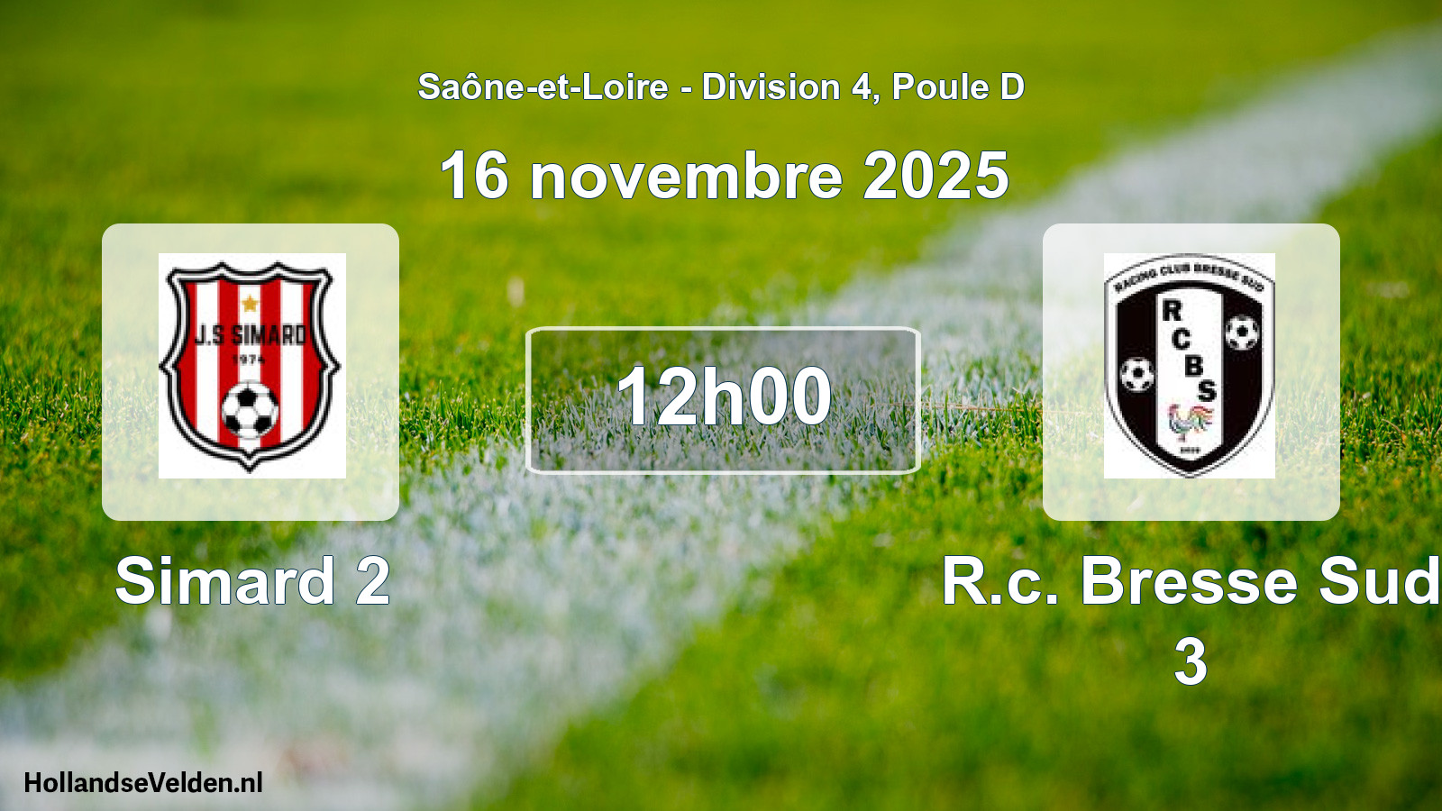 Match programmé: Simard 2 - R.c. Bresse Sud 3 (16 novembre 2025)
