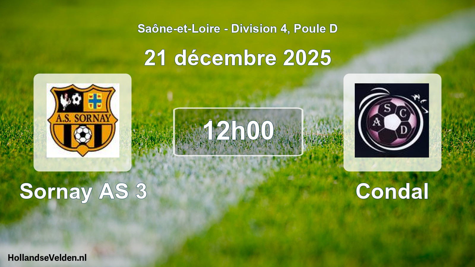 Match programmé: Sornay AS 3 - Condal (16 novembre 2025)