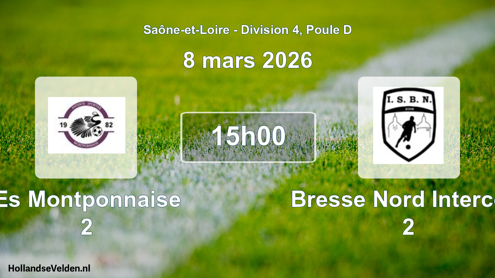 Scheduled Match: Es Montponnaise 2 - Bresse Nord Intercom 2 (8 March 2026)