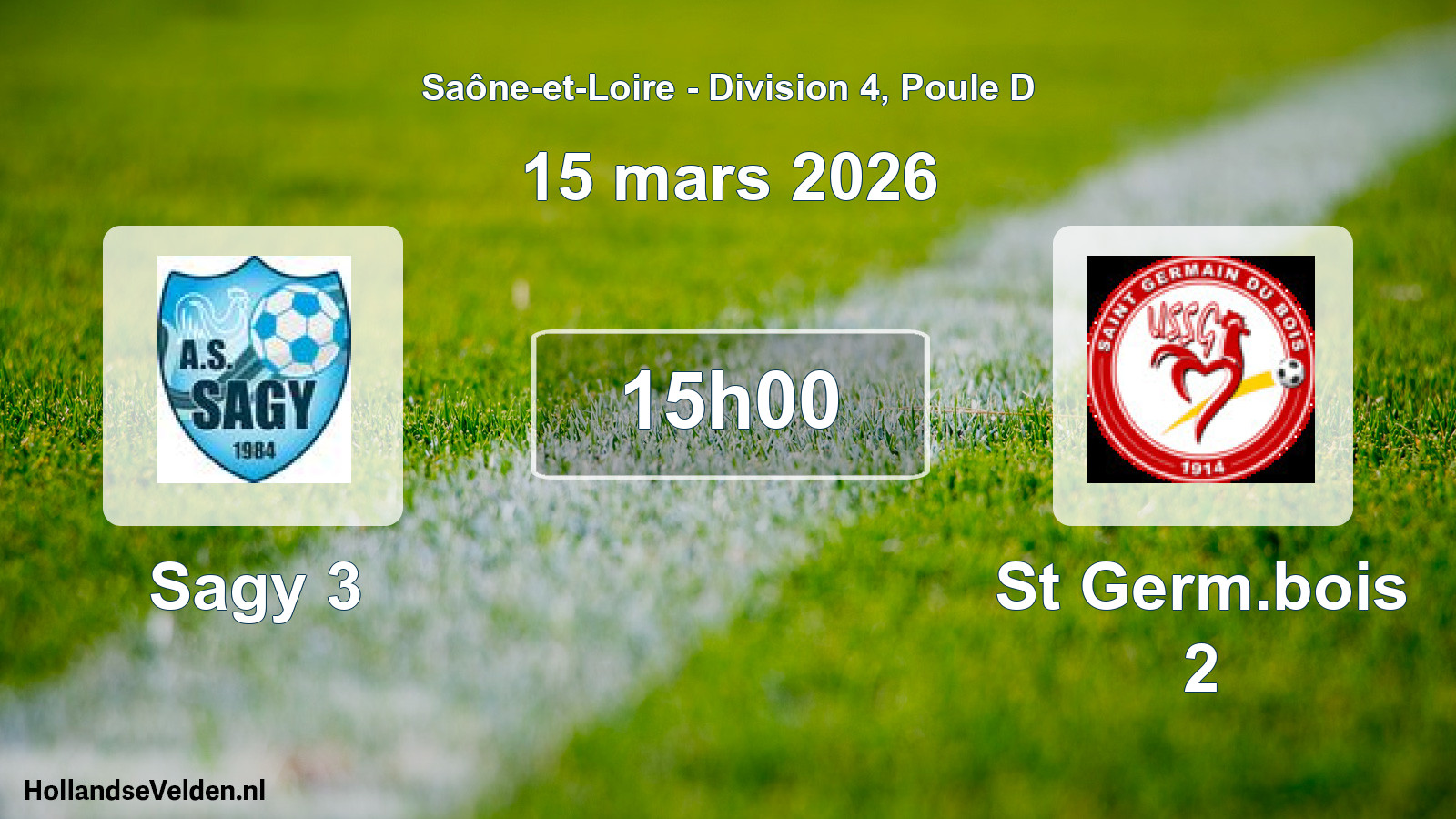 Geplande wedstrijd: Sagy 3 - St Germ.bois 2 (15 maart 2026)