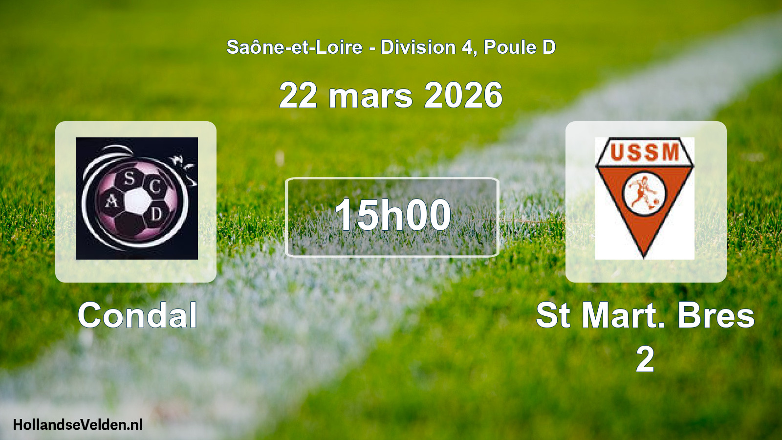 Match programmé: Condal - St Mart. Bres 2 (22 mars 2026)