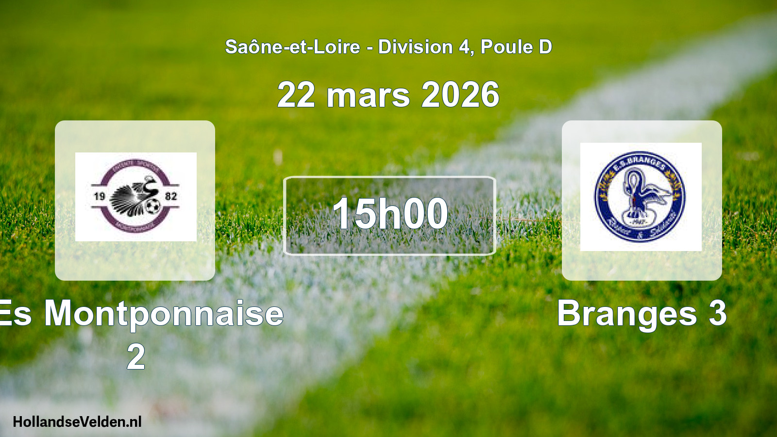 Match programmé: Es Montponnaise 2 - Branges 3 (22 mars 2026)