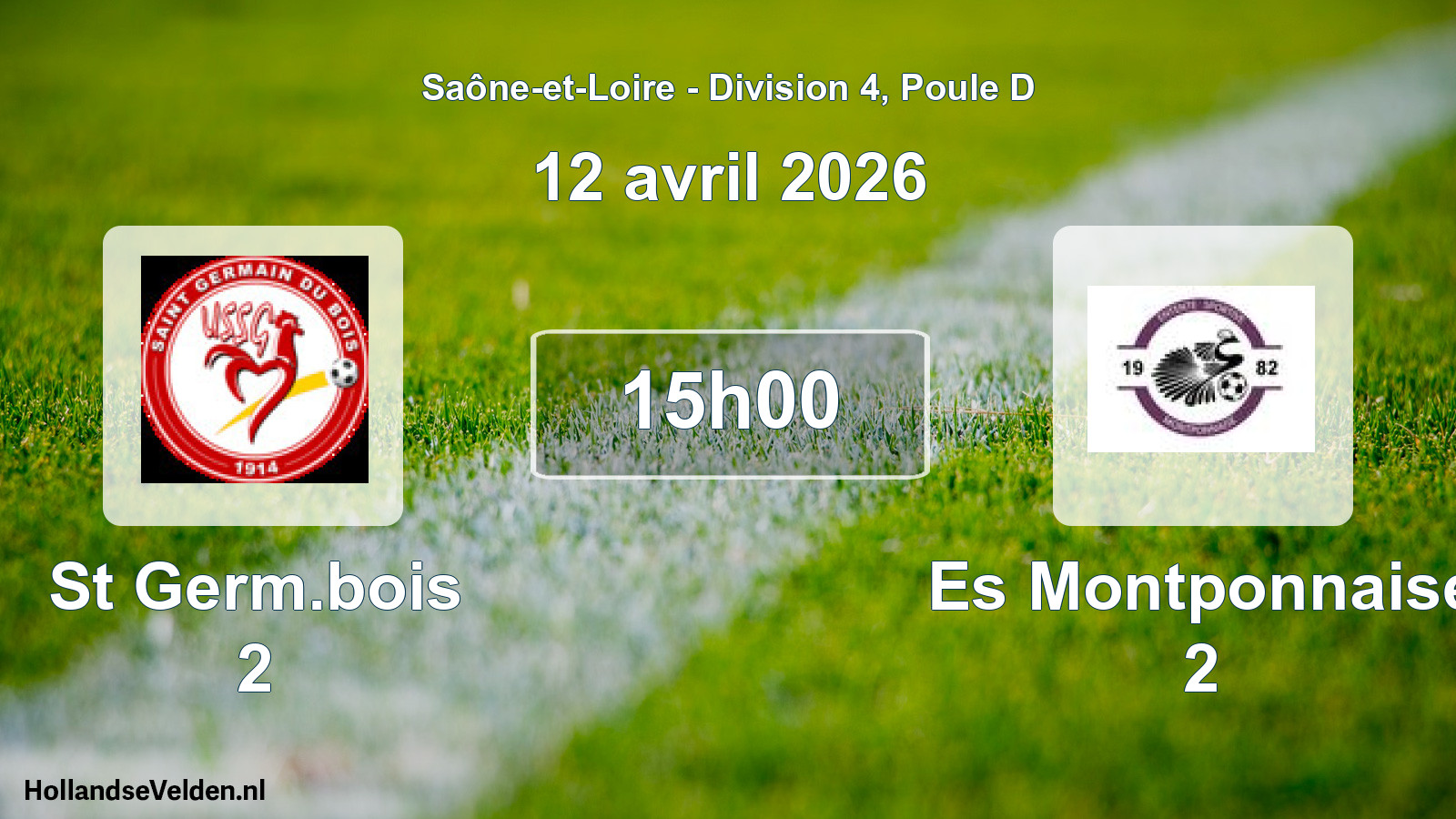 Match programmé: St Germ.bois 2 - Es Montponnaise 2 (12 avril 2026)