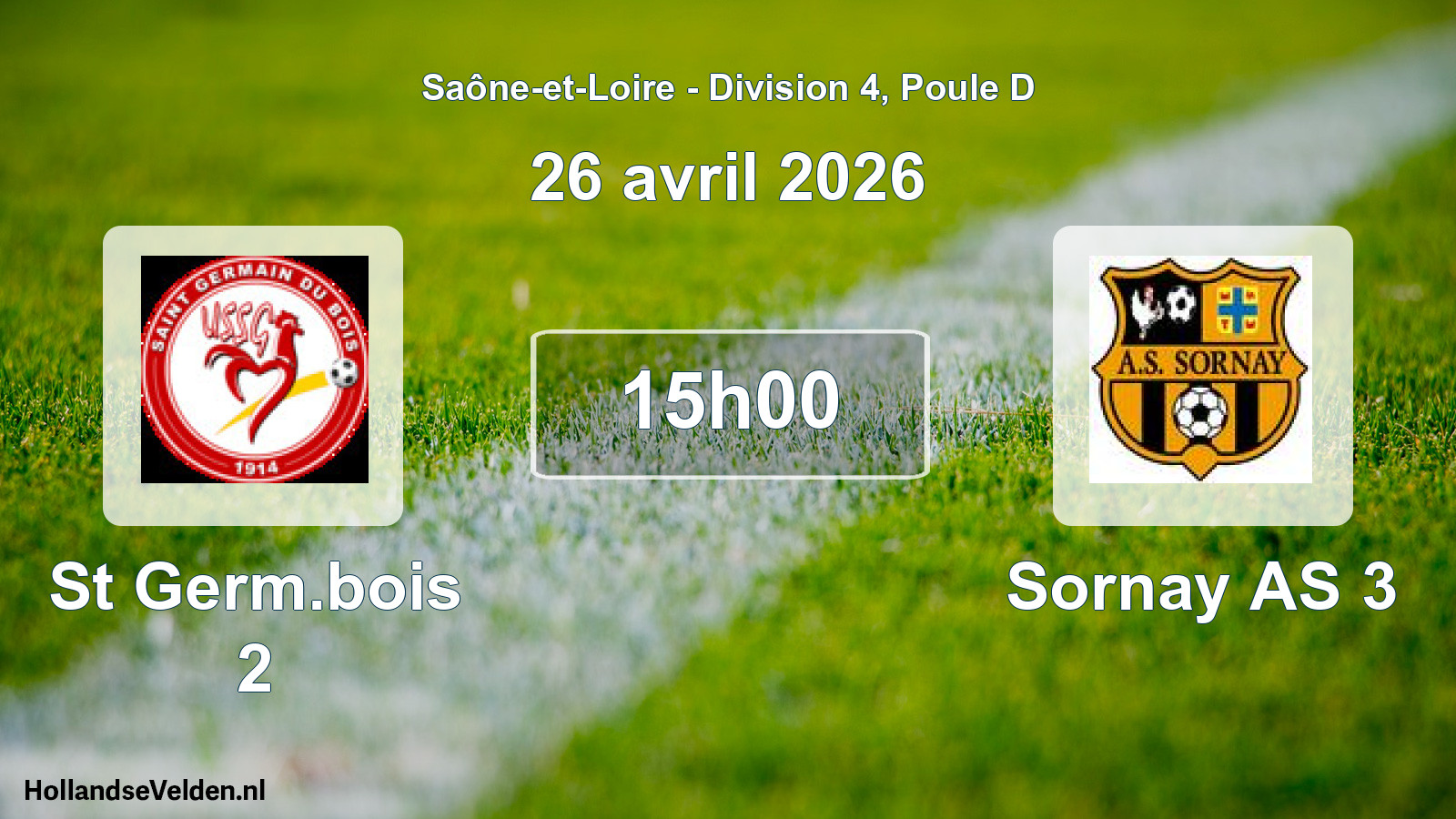 Match programmé: St Germ.bois 2 - Sornay AS 3 (26 avril 2026)