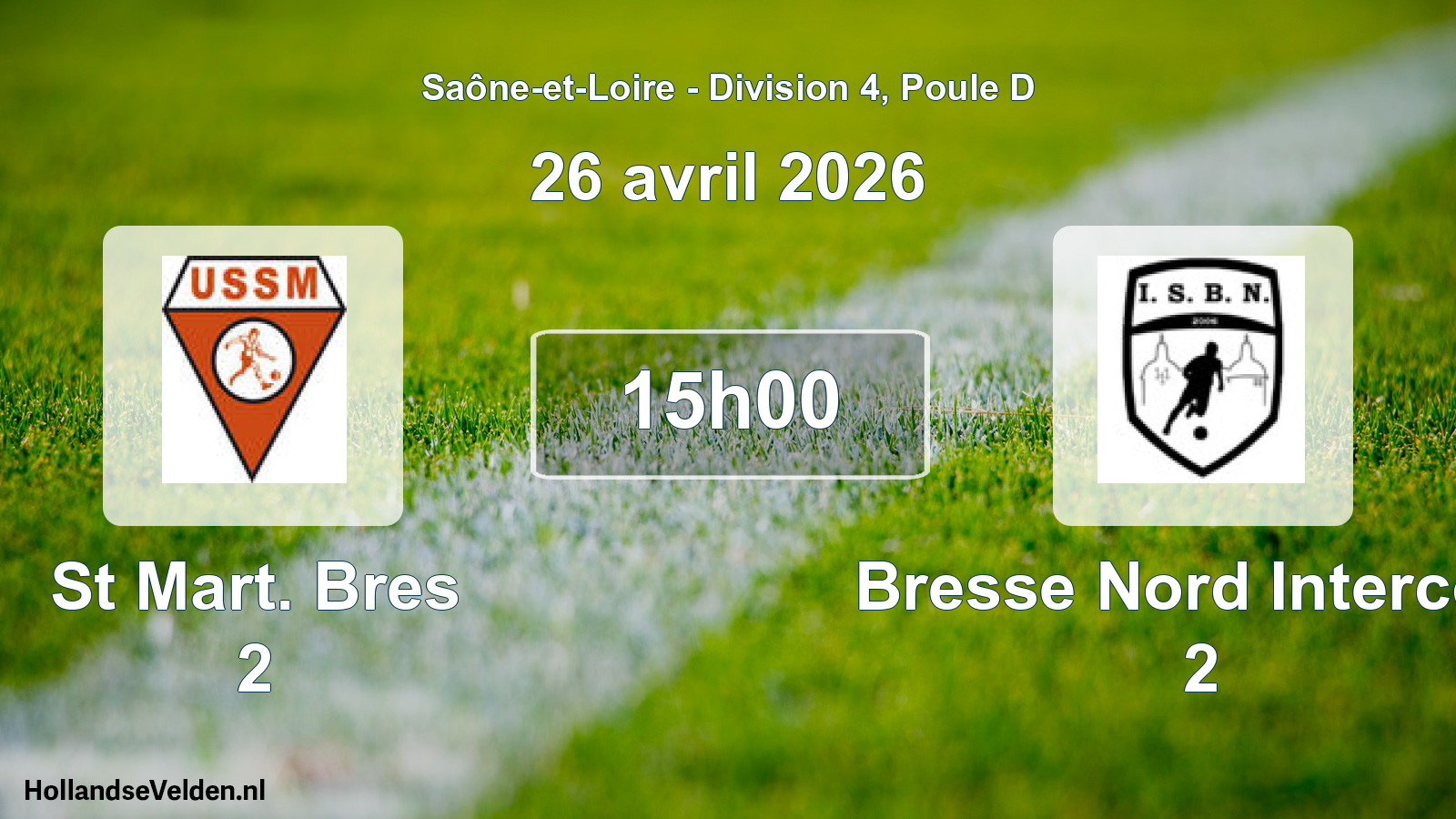 Geplande wedstrijd: St Mart. Bres 2 - Bresse Nord Intercom 2 (26 april 2026)