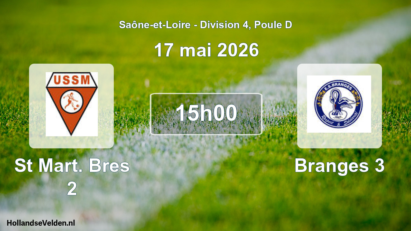 Match programmé: St Mart. Bres 2 - Branges 3 (17 mai 2026)