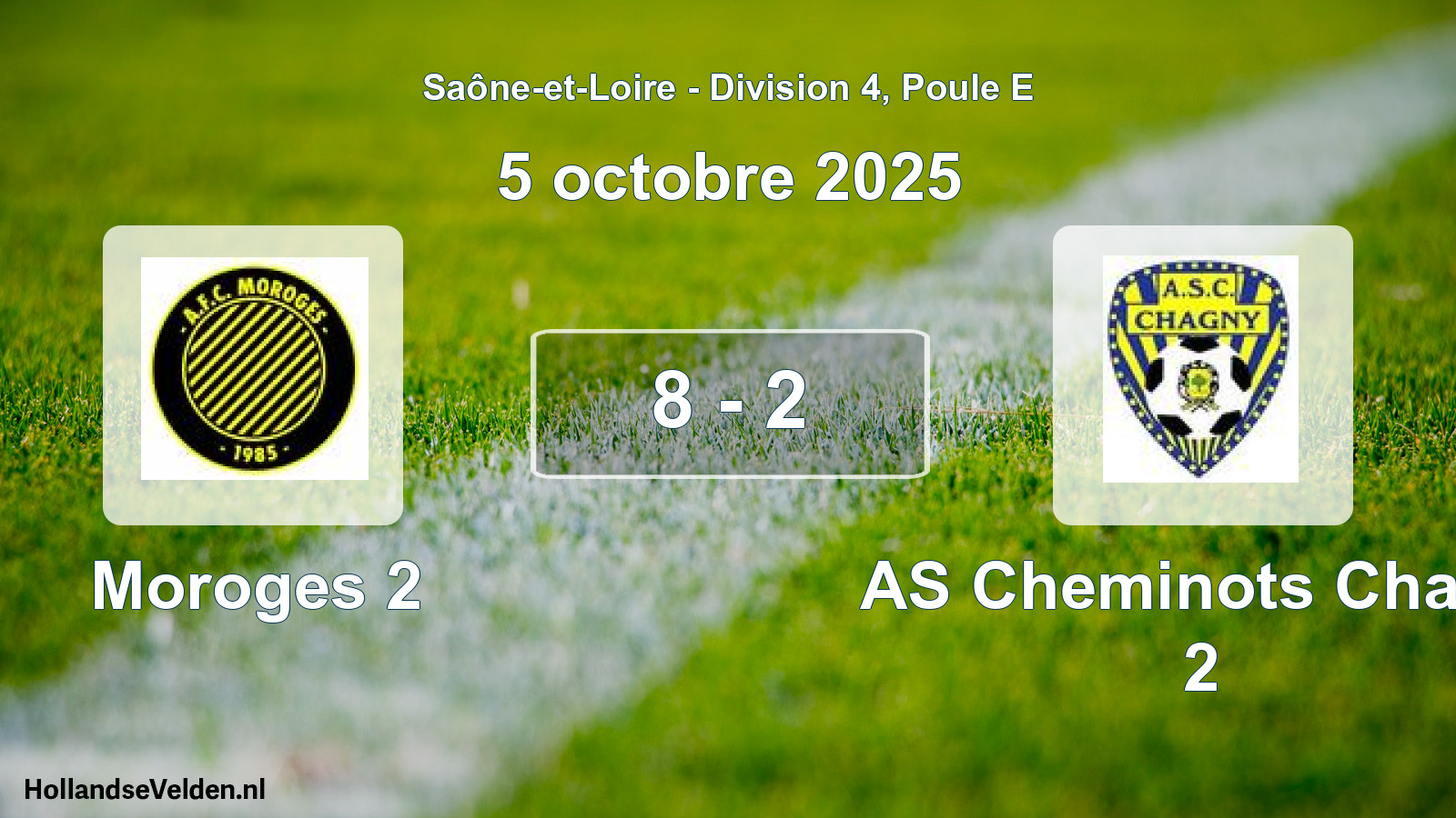 Match joué: Moroges 2 - AS Cheminots Chagn 2 8 - 2 (5 octobre 2025)