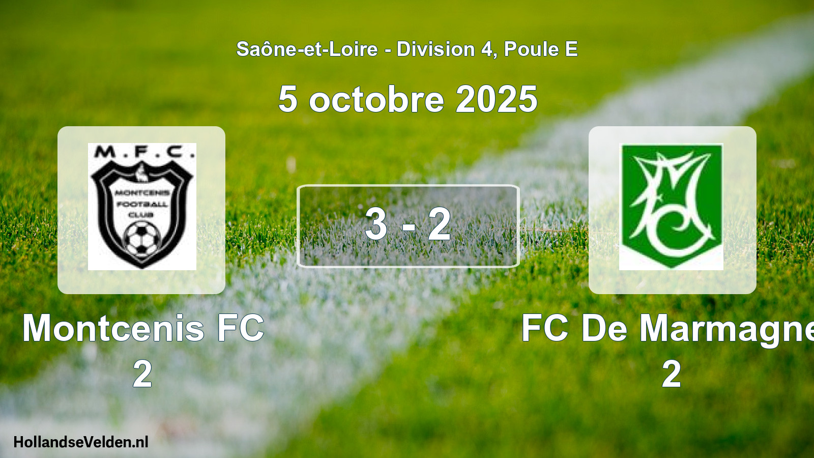 Gespeelde wedstrijd: Montcenis FC 2 - FC De Marmagne 2 3 - 2 (5 oktober 2025)
