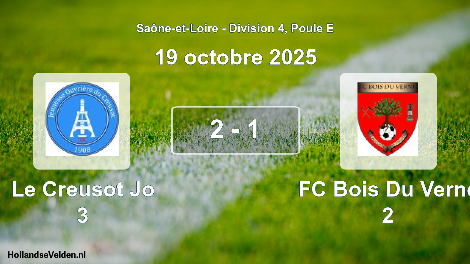Gespeelde wedstrijd: Le Creusot Jo 3 - FC Bois Du Verne 2 2 - 1 (19 oktober 2025)