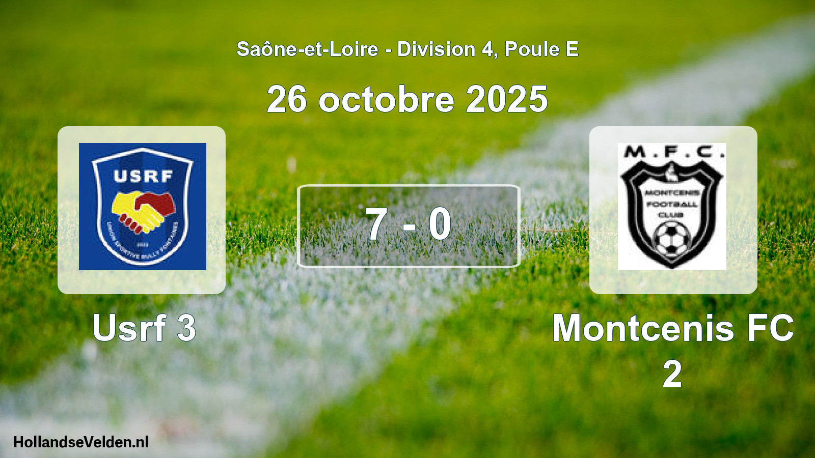 Gespeelde wedstrijd: Usrf 3 - Montcenis FC 2 7 - 0 (26 oktober 2025)