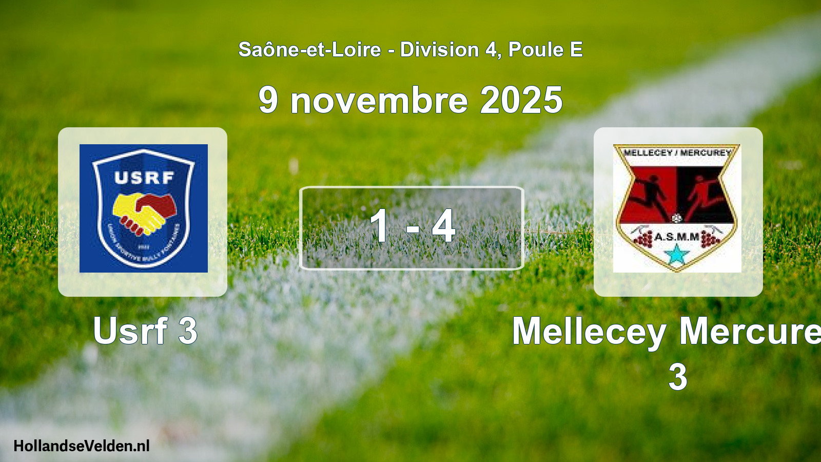 Match joué: Usrf 3 - Mellecey Mercurey 3 1 - 4 (9 novembre 2025)