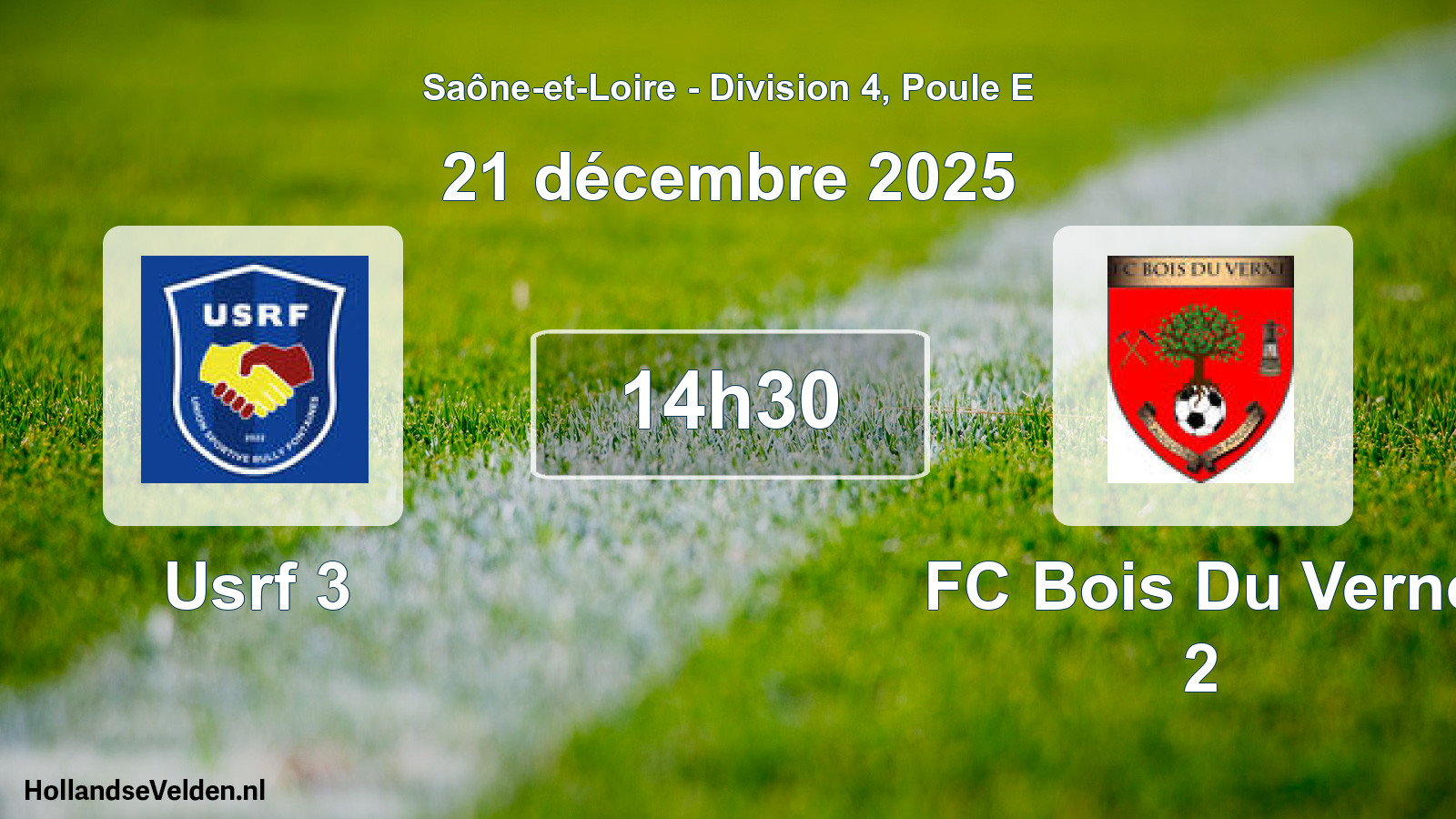 Scheduled Match: Usrf 3 - FC Bois Du Verne 2 (16 November 2025)