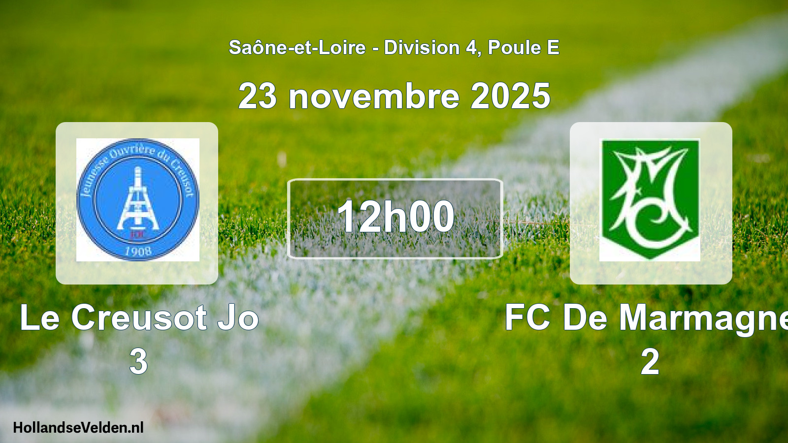 Geplande wedstrijd: Le Creusot Jo 3 - FC De Marmagne 2 (23 november 2025)