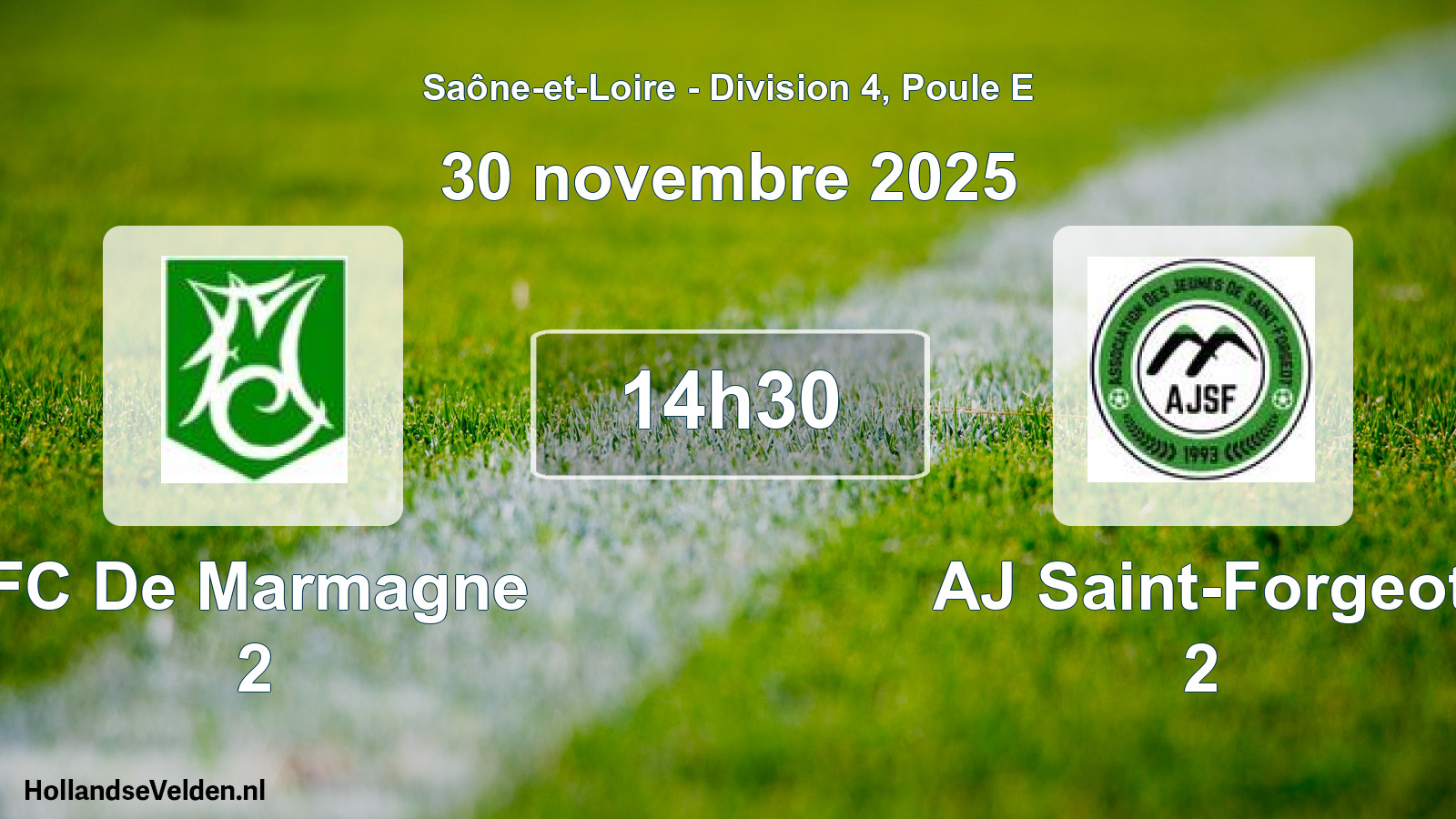 Geplande wedstrijd: FC De Marmagne 2 - AJ Saint-Forgeot 2 (30 november 2025)