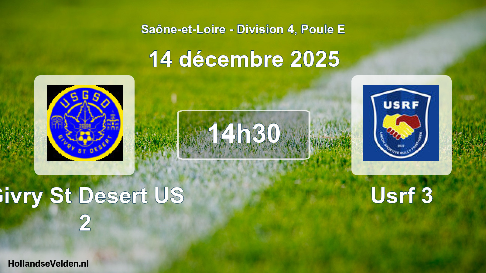 Scheduled Match: Givry St Desert US 2 - Usrf 3 (14 December 2025)