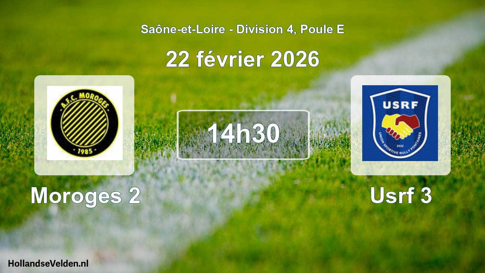 Match programmé: Moroges 2 - Usrf 3 (22 février 2026)
