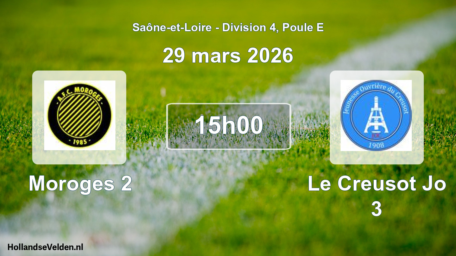 Match programmé: Moroges 2 - Le Creusot Jo 3 (29 mars 2026)