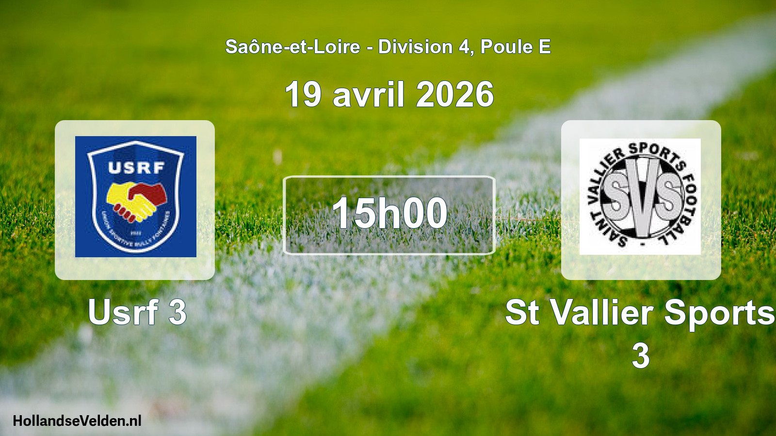 Match programmé: Usrf 3 - St Vallier Sports 3 (19 avril 2026)