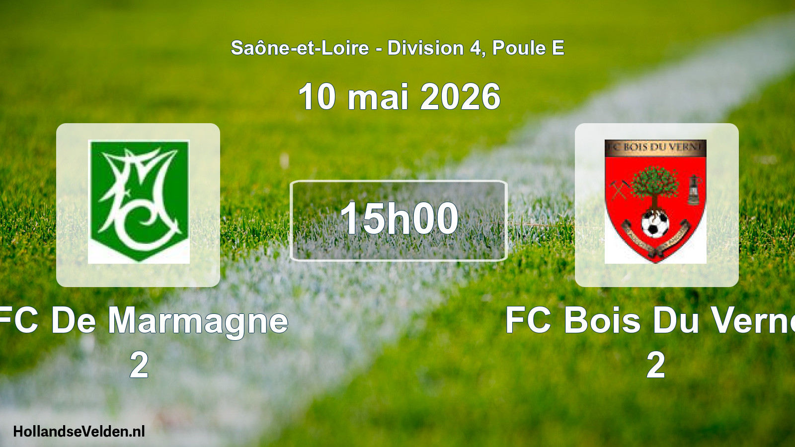 Match programmé: FC De Marmagne 2 - FC Bois Du Verne 2 (10 mai 2026)