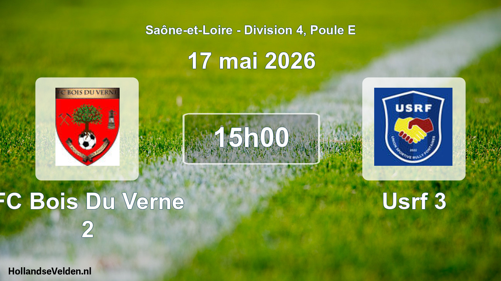 Match programmé: FC Bois Du Verne 2 - Usrf 3 (17 mai 2026)