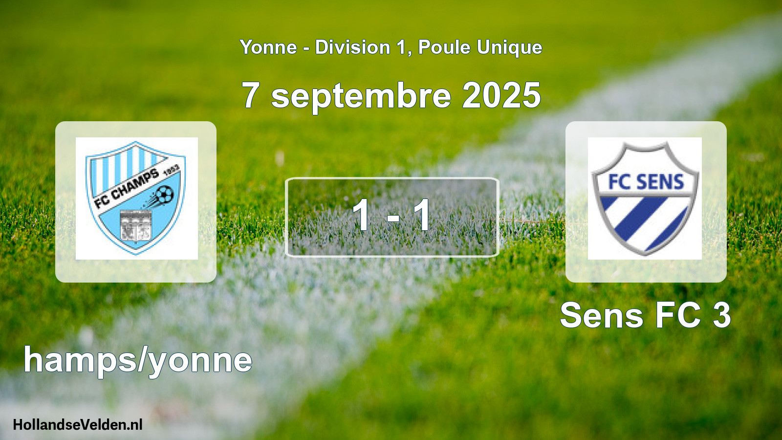 Match joué: Champs/yonne - Sens FC 3 1 - 1 (7 septembre 2025)