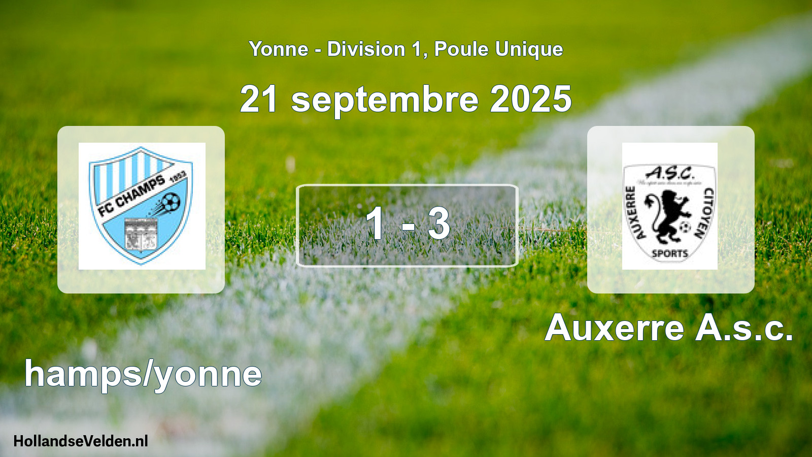 Match joué: Champs/yonne - Auxerre A.s.c. 1 - 3 (21 septembre 2025)