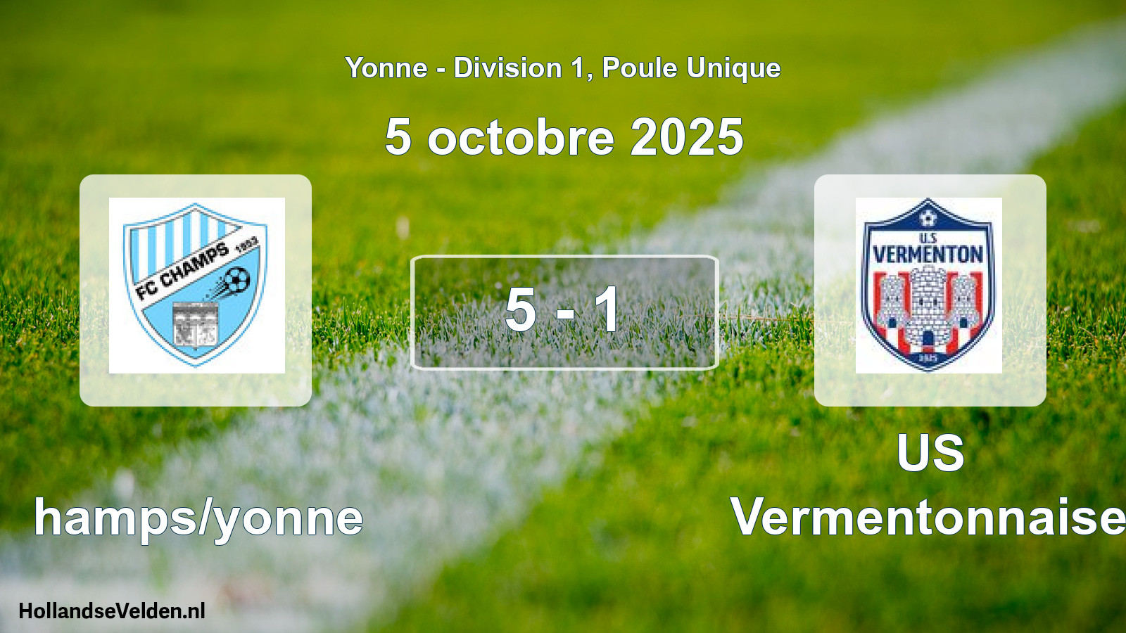 Match joué: Champs/yonne - US Vermentonnaise 5 - 1 (5 octobre 2025)