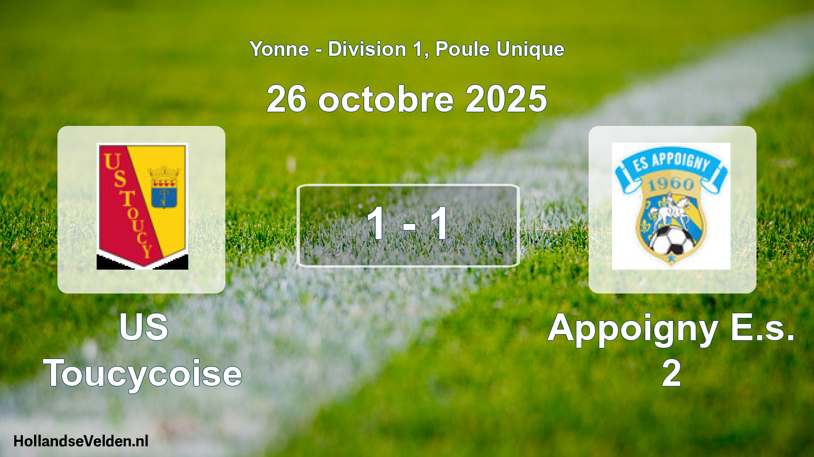 Total number of matches played: US Toucycoise - Appoigny E.s. 2 1 - 1 (26 October 2025)
