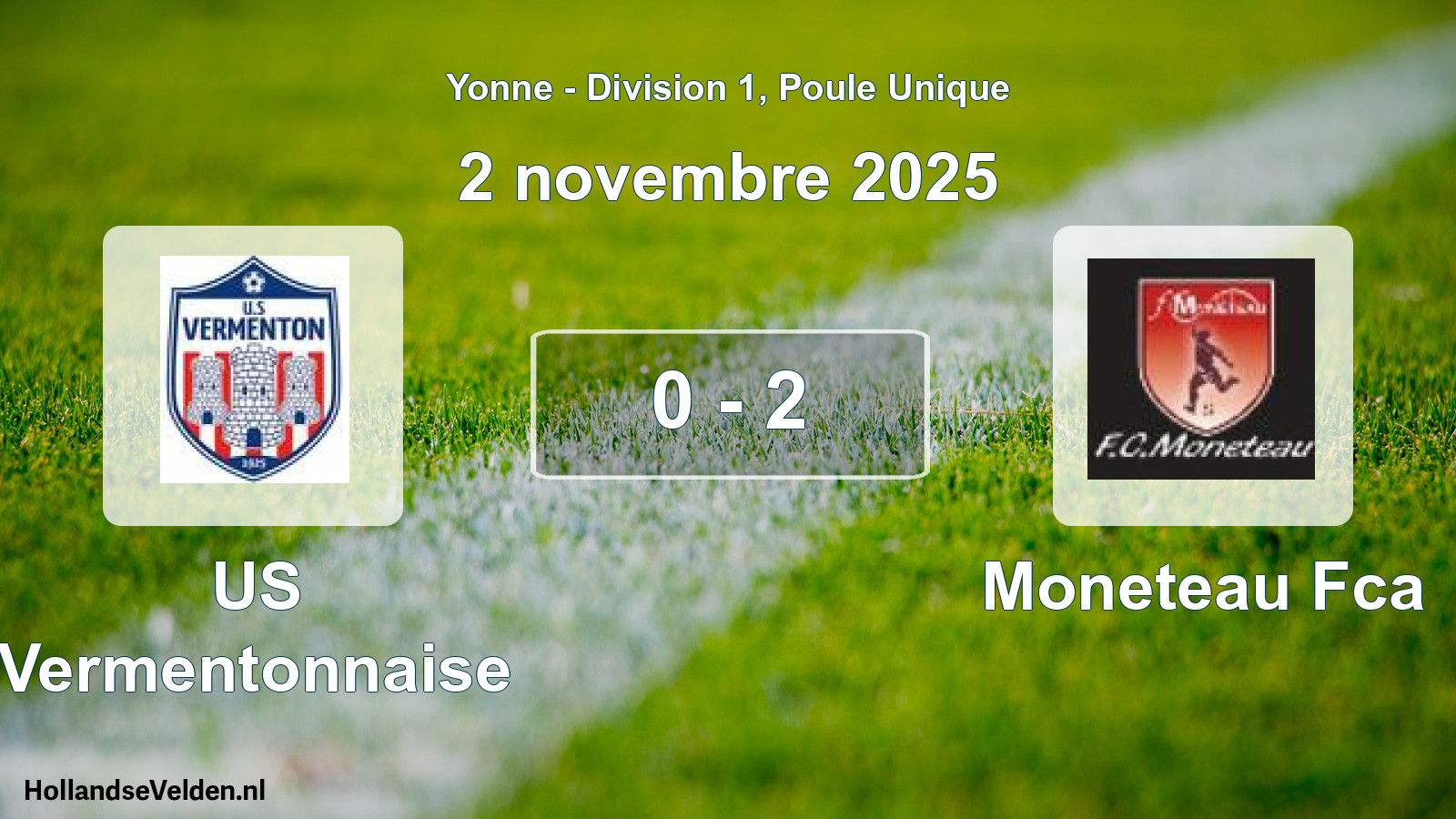 Match joué: US Vermentonnaise - Moneteau Fca 0 - 2 (2 novembre 2025)