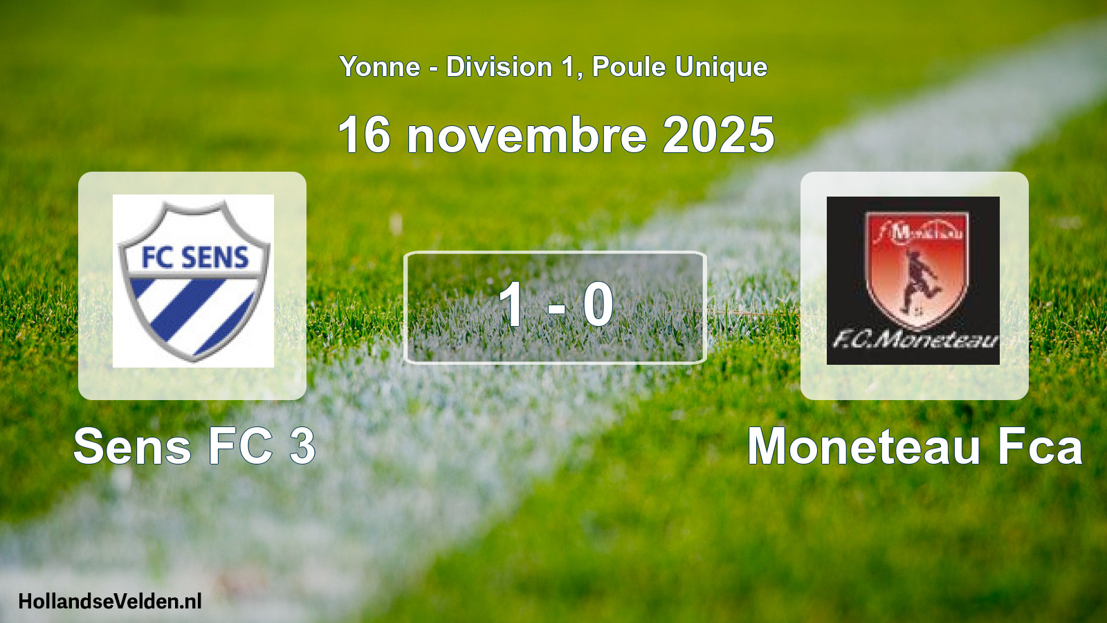 Match joué: Sens FC 3 - Moneteau Fca 1 - 0 (16 novembre 2025)