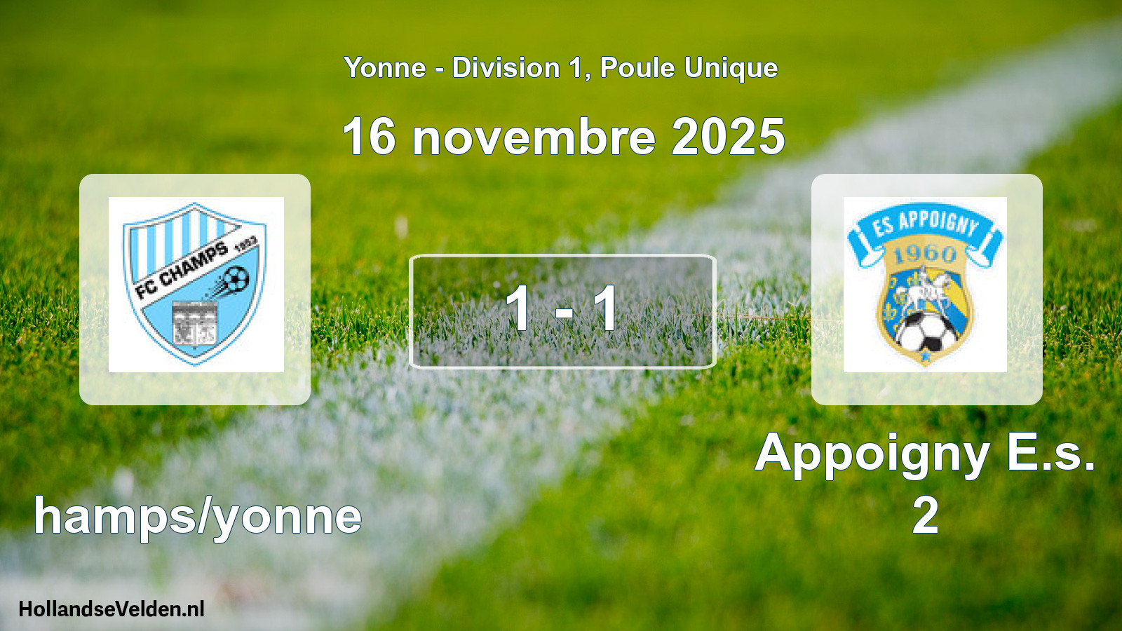 Match joué: Champs/yonne - Appoigny E.s. 2 1 - 1 (16 novembre 2025)