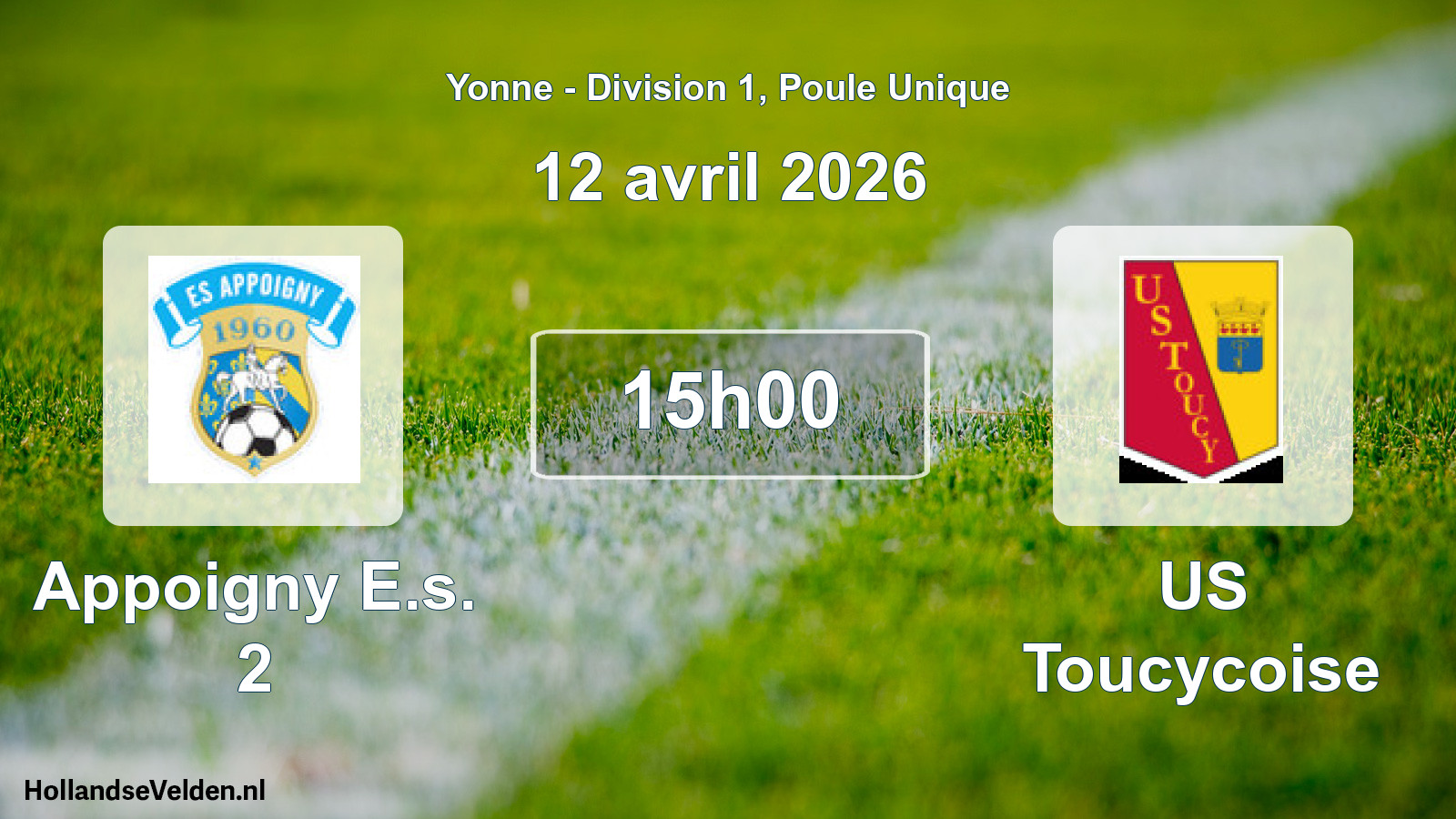 Match programmé: Appoigny E.s. 2 - US Toucycoise (12 avril 2026)