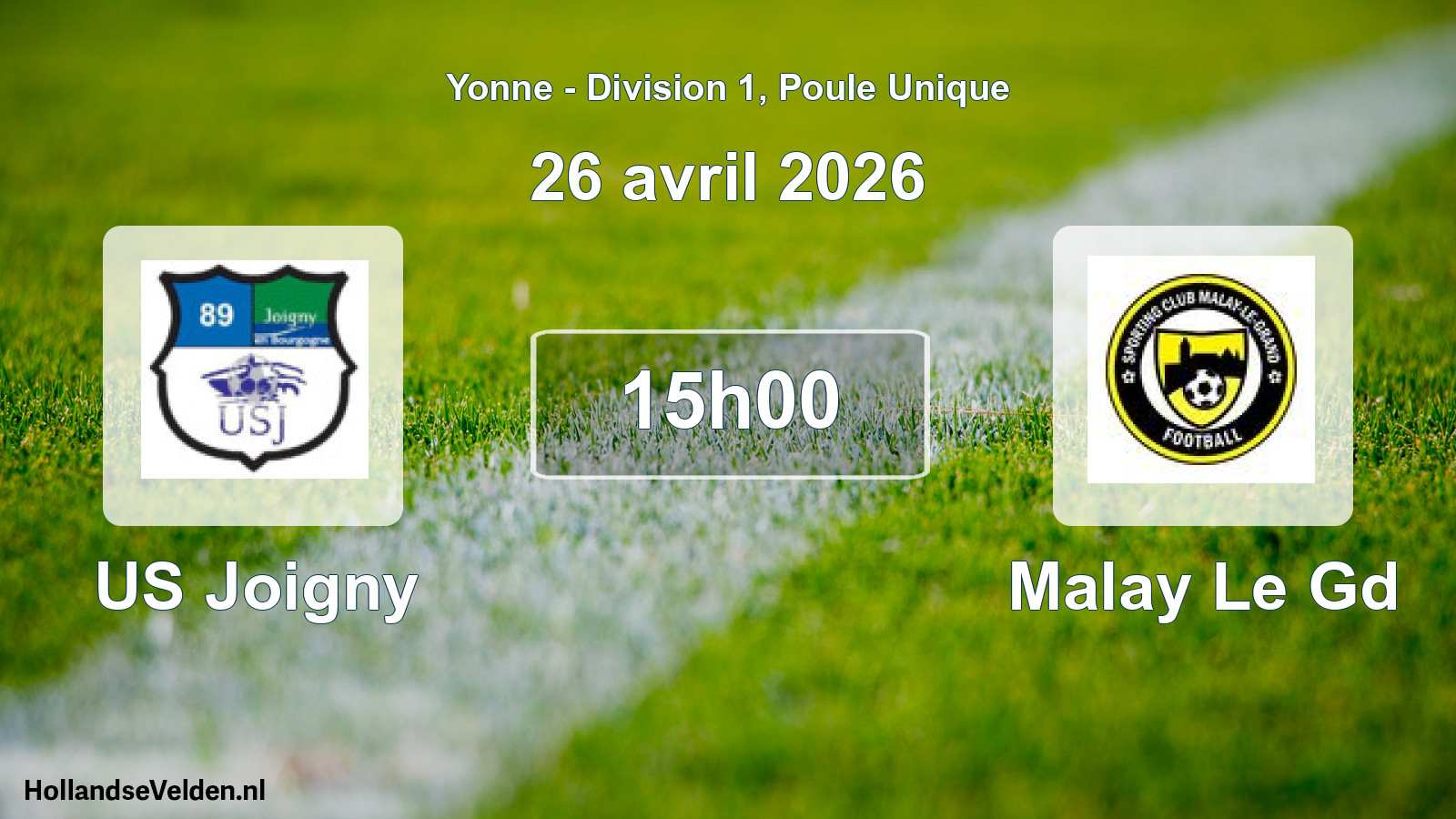 Match programmé: US Joigny - Malay Le Gd (26 avril 2026)
