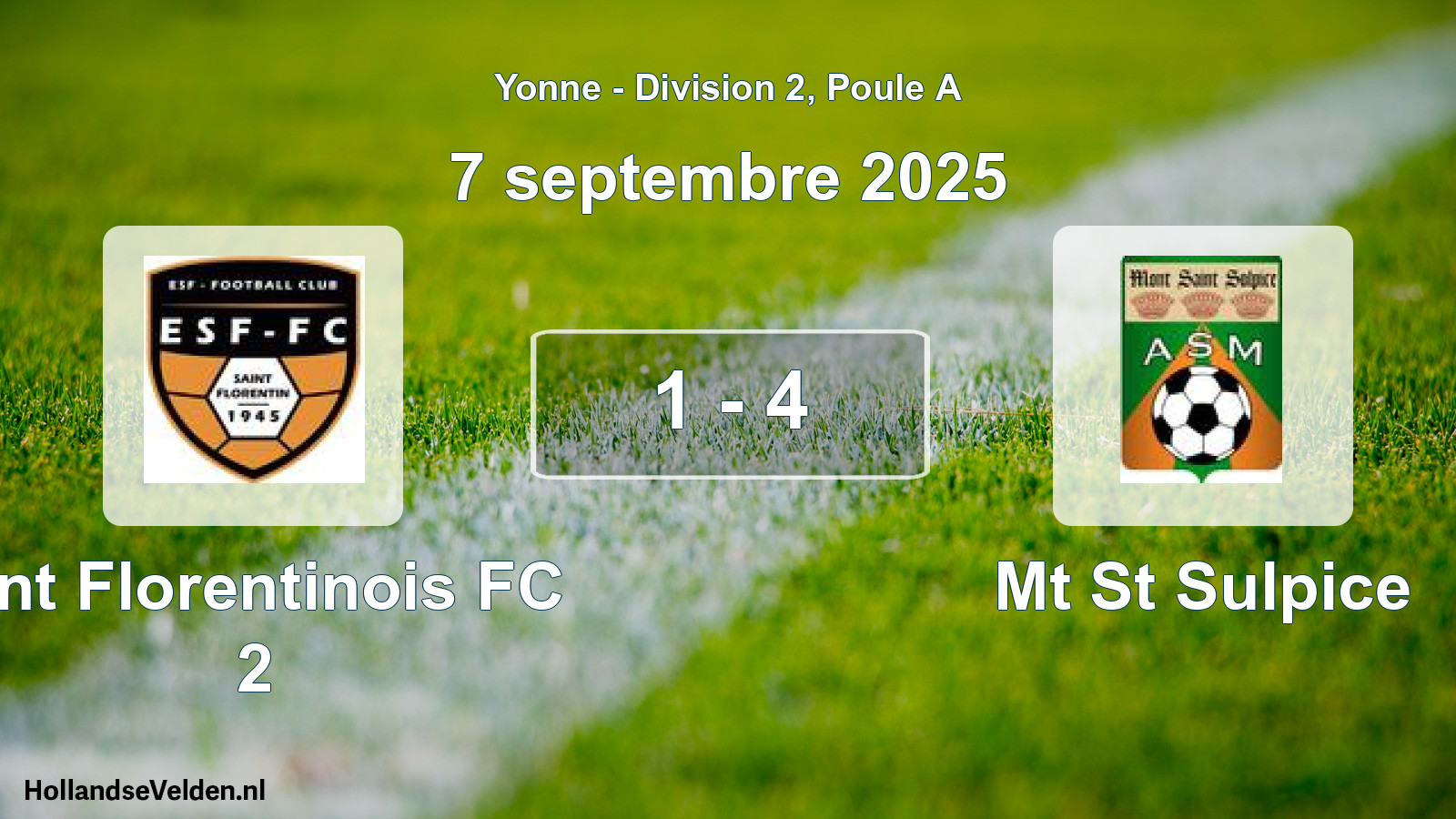 Total number of matches played: Ent Florentinois FC 2 - Mt St Sulpice 1 - 4 (7 September 2025)