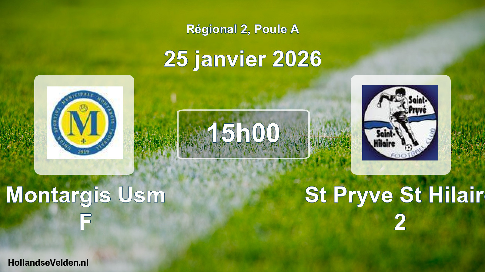 Scheduled Match: Montargis Usm F - St Pryve St Hilaire 2 (25 January 2026)