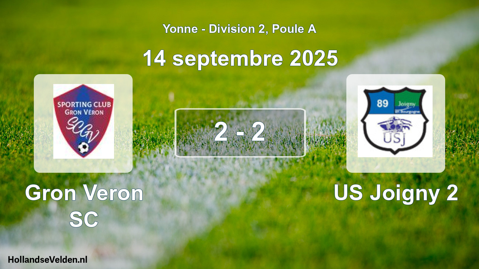 Match joué: Gron Veron SC - US Joigny 2 2 - 2 (14 septembre 2025)
