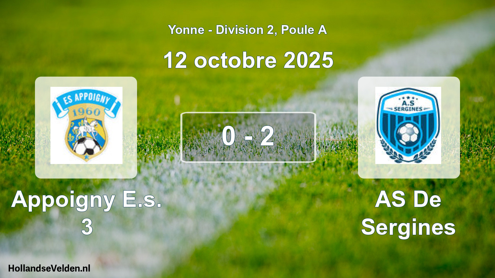 Match joué: Appoigny E.s. 3 - AS De Sergines 0 - 2 (12 octobre 2025)